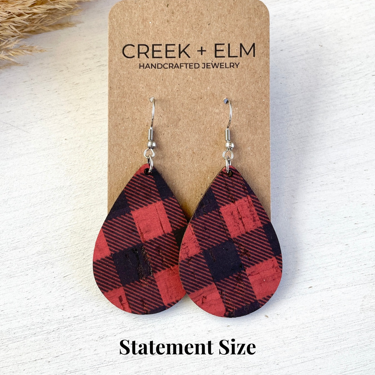 cork teardrop statement earring size