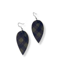 Henley Green Buffalo Plaid Cork Dangly Leaf Earrings Creek + Elm