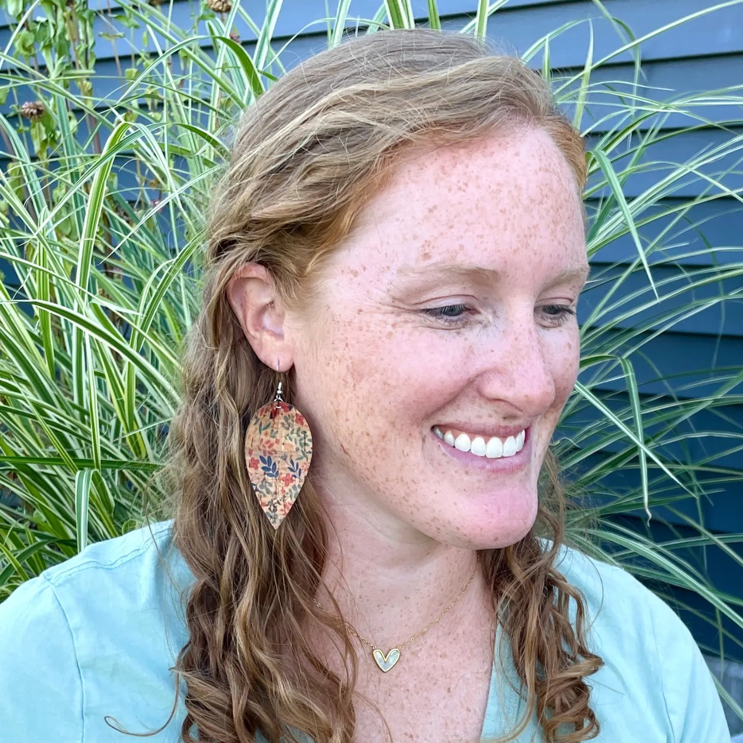 Henley Cork Dangly Leaf Earrings-Petite Floral Creek + Elm