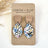 Lightweight leaf-shaped cork and walnut earrings with floral pattern