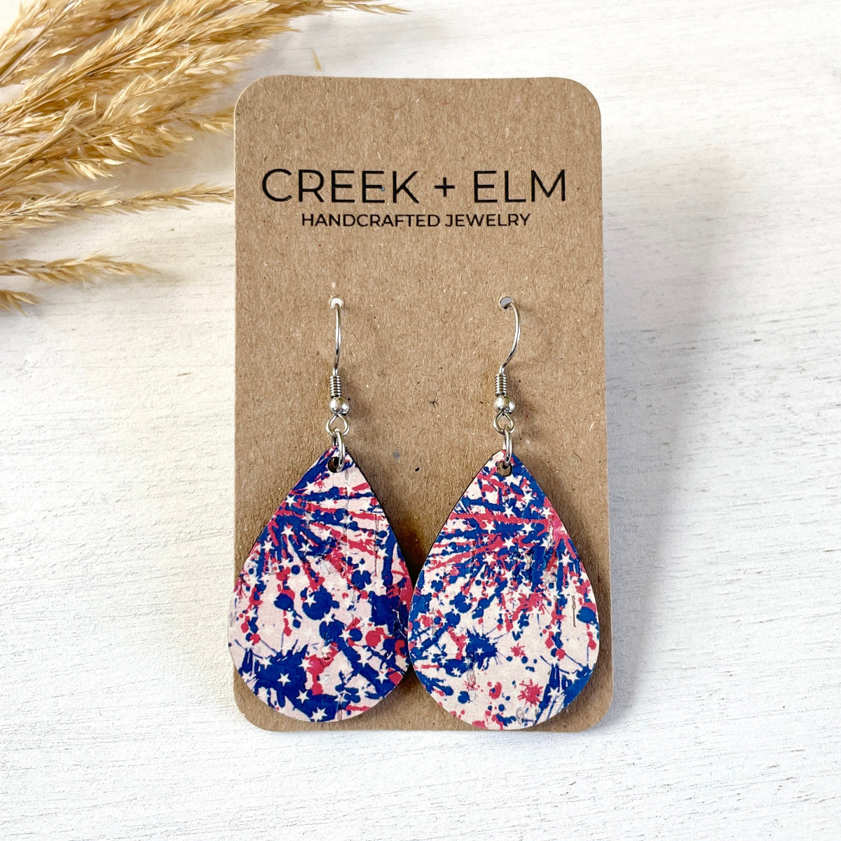 Mini size Kendra star spangled cork teardrop earrings in Silver