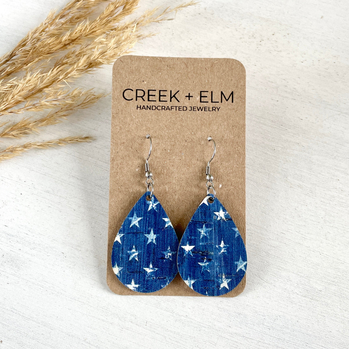 Mini Kendra Denim Stars cork teardrop earrings