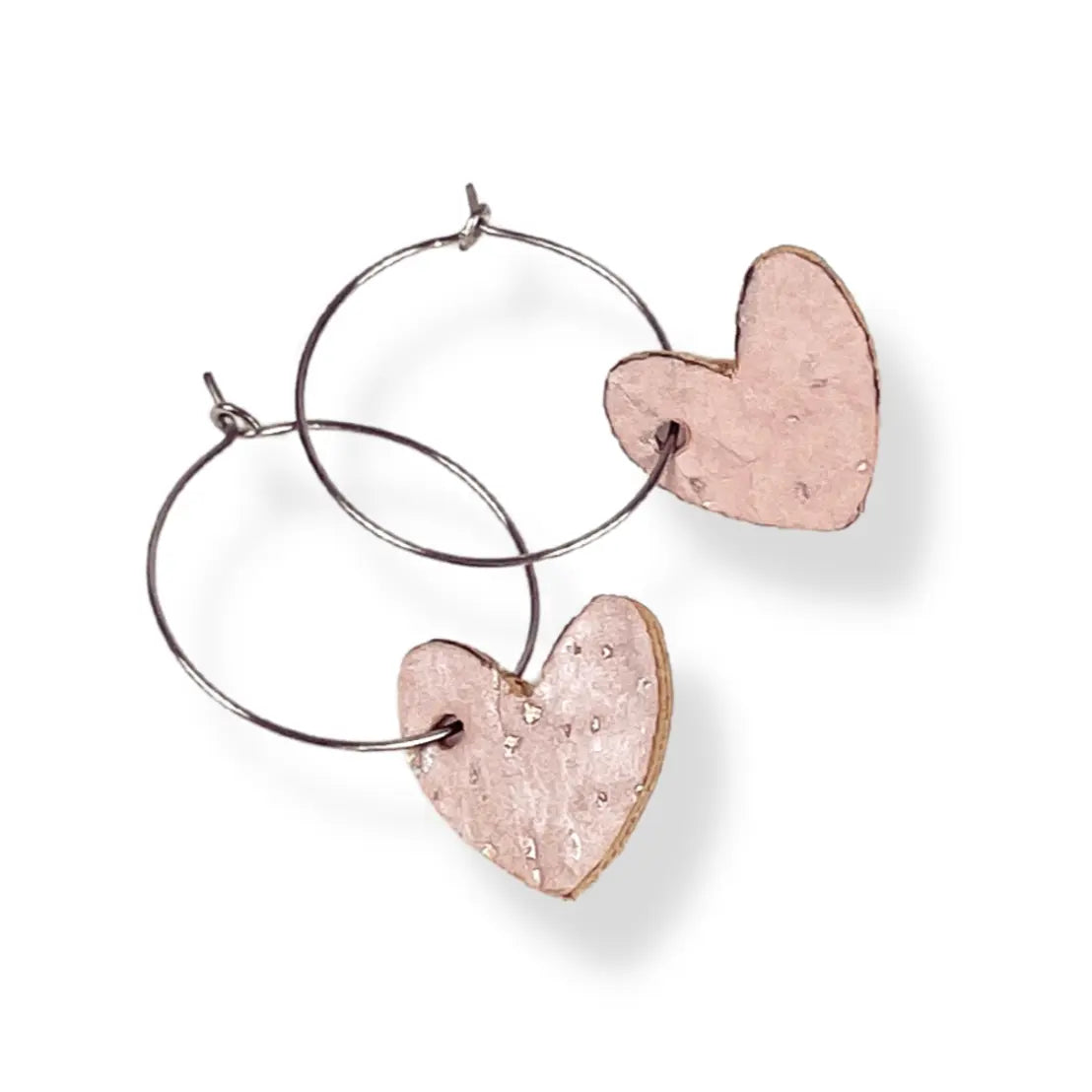 Juliet Heart Hoop Cork Earrings-Blush Pink Creek + Elm