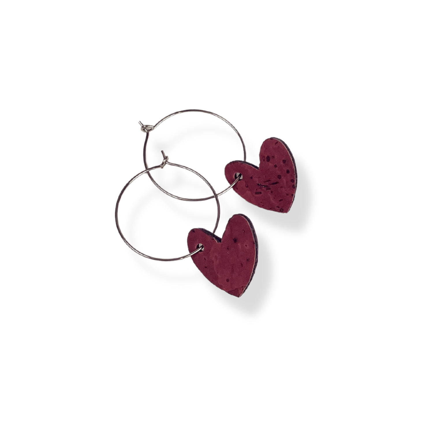 Juliet Heart Hoop Cork Earrings-Red
