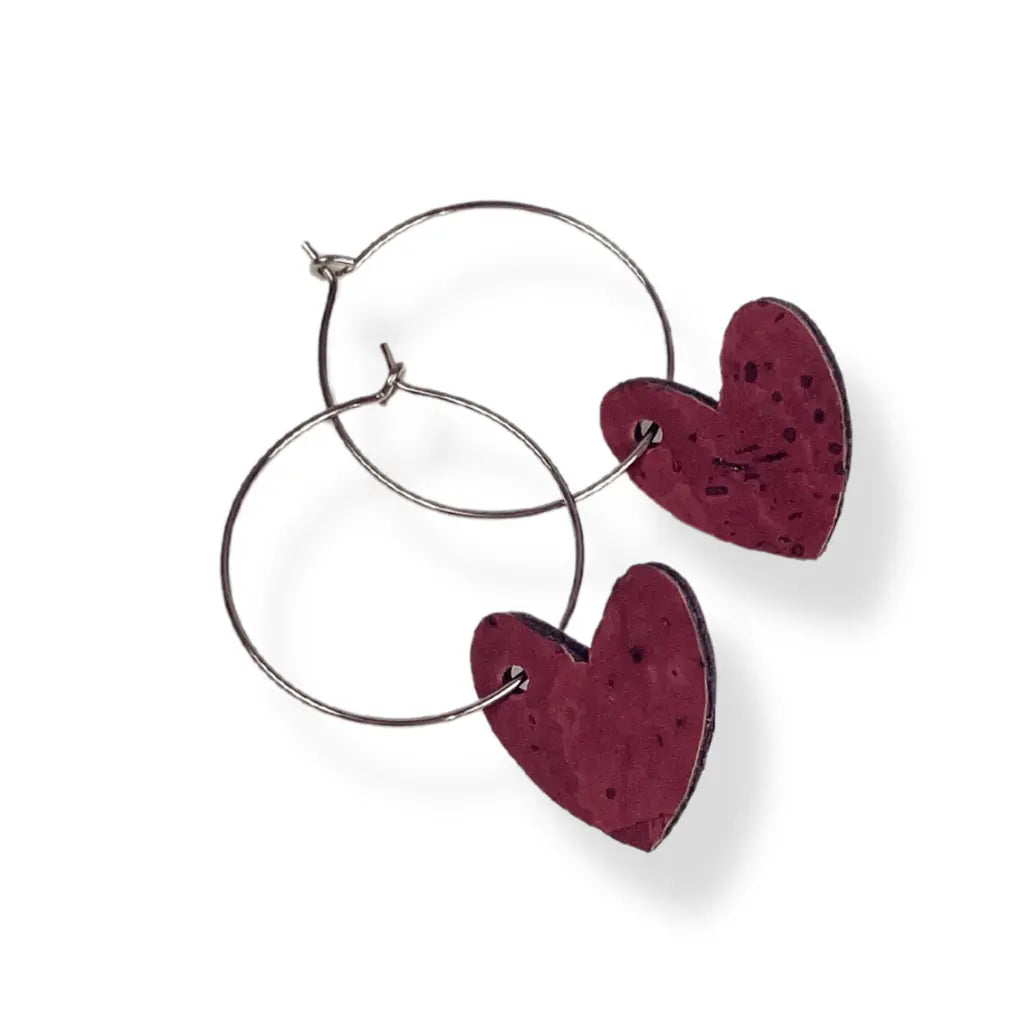 Juliet Heart Hoop Cork Earrings-Red Creek + Elm