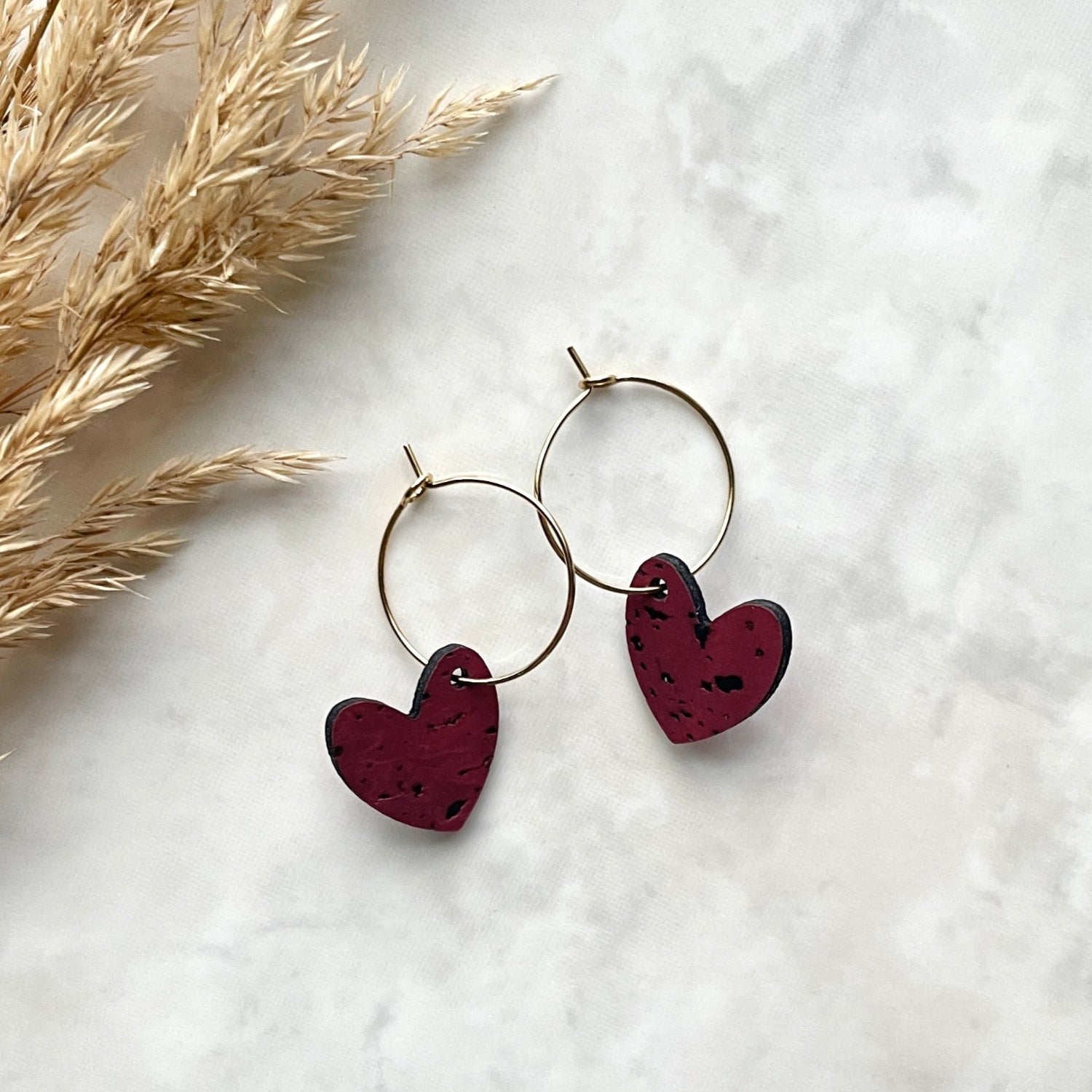 Juliet Heart Hoop Cork Earrings-Red Creek + Elm