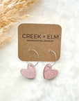 Juliet Heart Hoop Cork Earrings-Blush Pink Creek + Elm