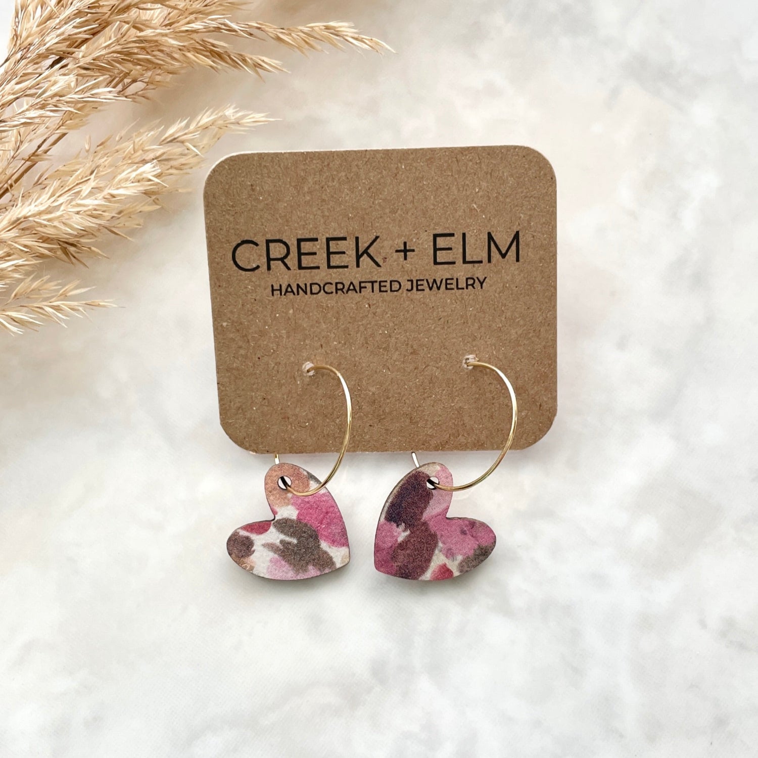 Juliet Heart Hoop Cork Earrings-Brushed Pastel Creek + Elm