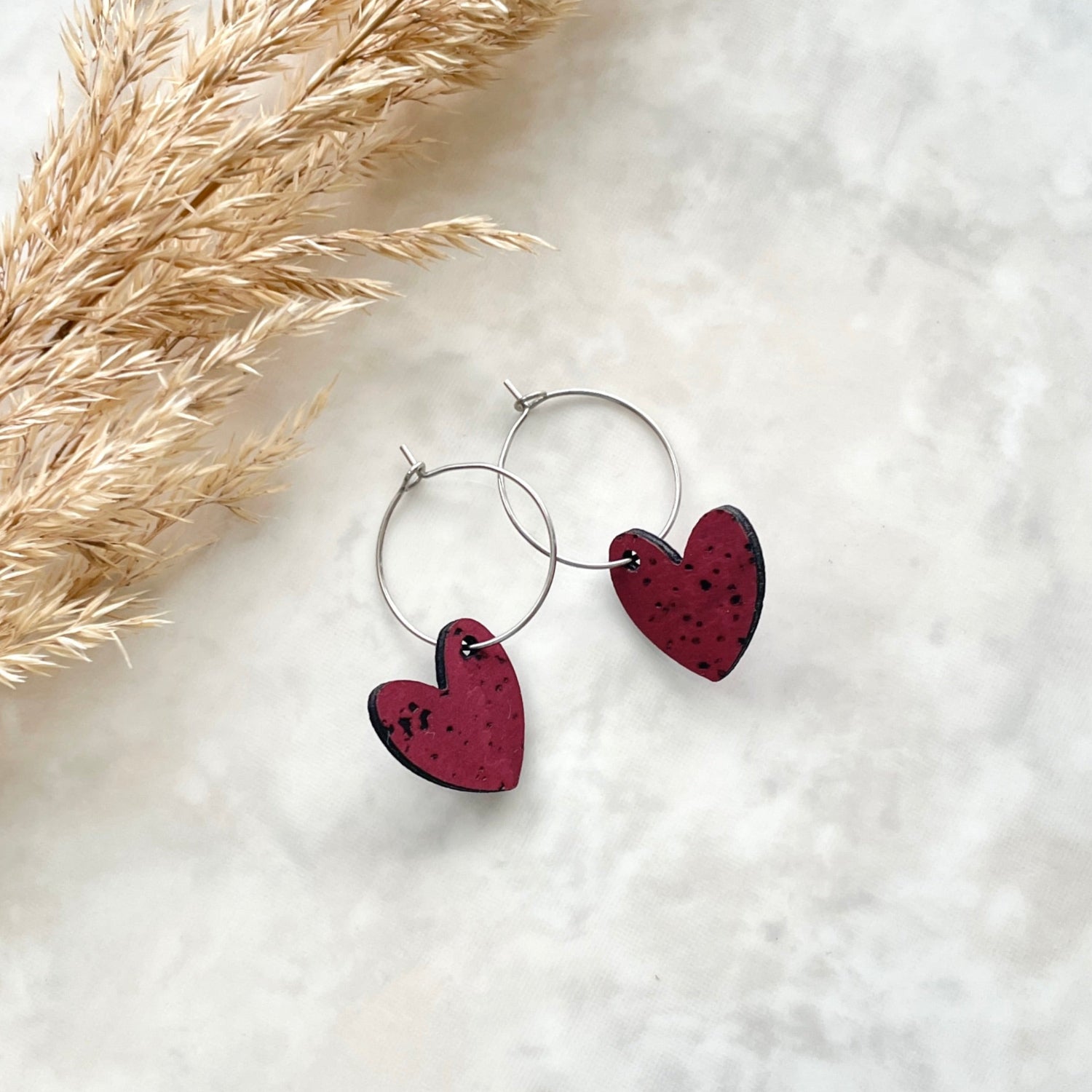 Juliet Heart Hoop Cork Earrings-Red Creek + Elm