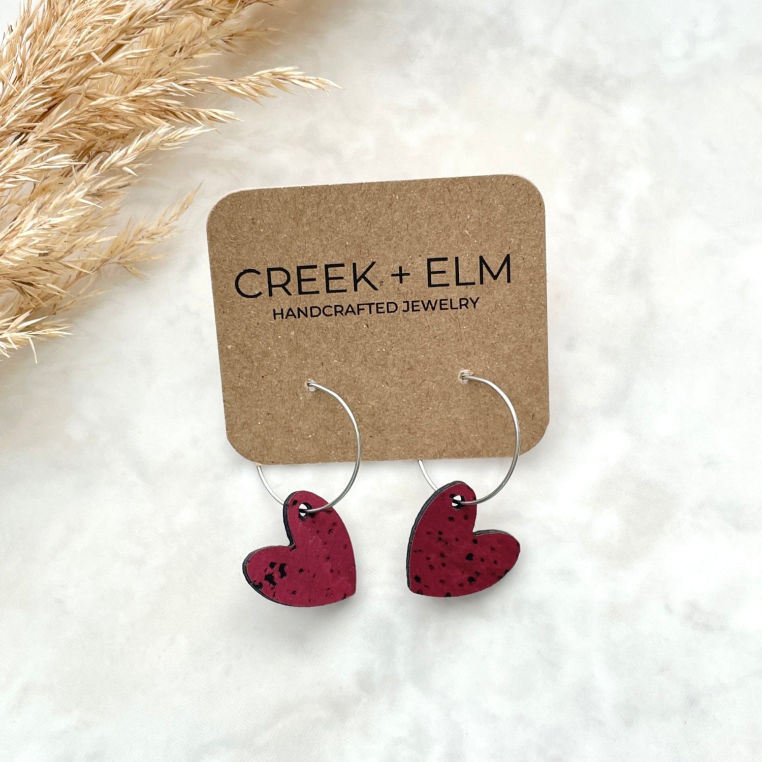 Juliet Heart Hoop Cork Earrings-Red Creek + Elm