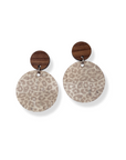 Liyra Cork and Walnut Wood Circle Earrings- Light Leopard