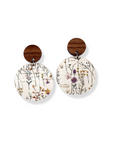 Liyra Cork and Walnut Wood Circle Earrings- Wildflowers