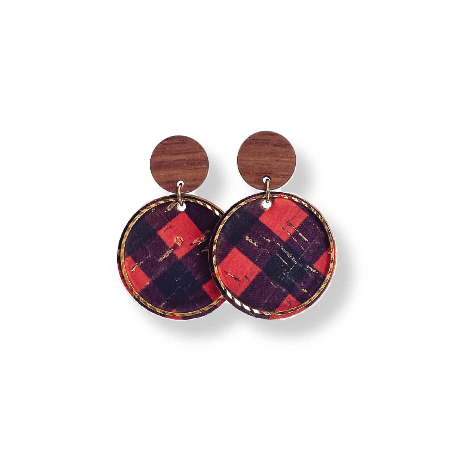 Liyra Cork and Walnut Wood Circle Earrings