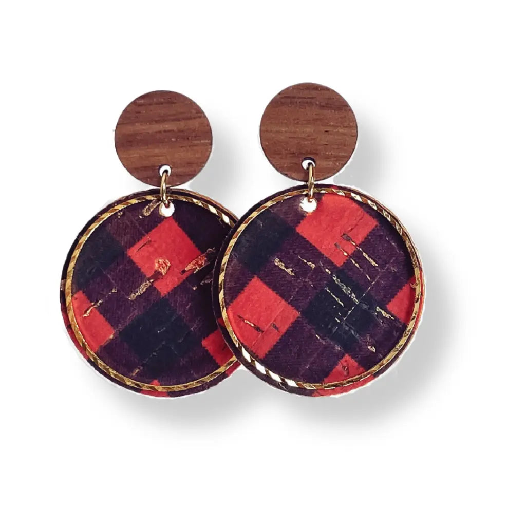 Liyra Cork and Walnut Wood Circle Earrings Creek + Elm