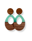 Luna Wood and Resin Dangly Earrings-Sea Glass
