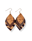 Macy Cork and Faux Leather Dangly Leaf Earrings-Zebra