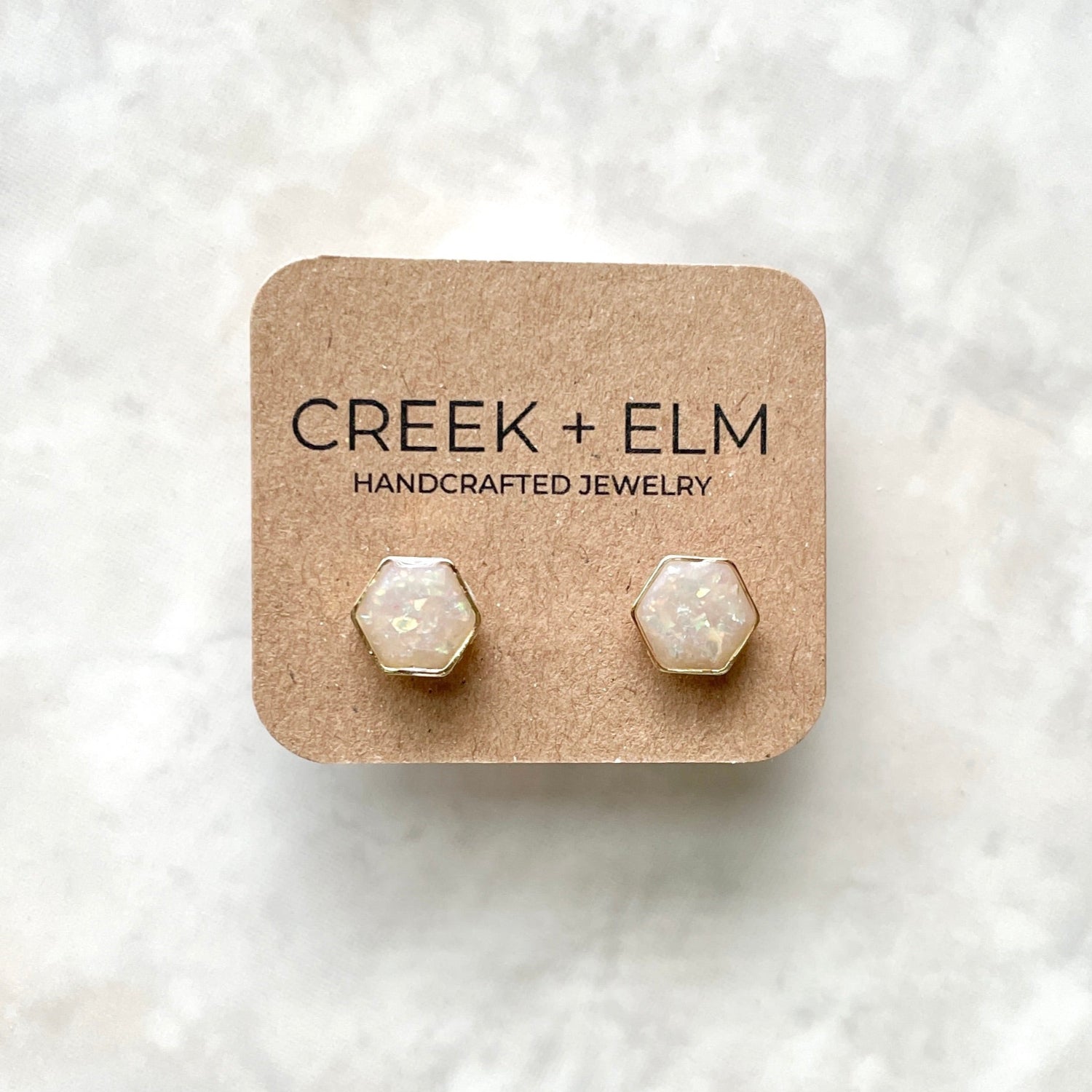 Opal Clay Hexagon Studs Creek + Elm