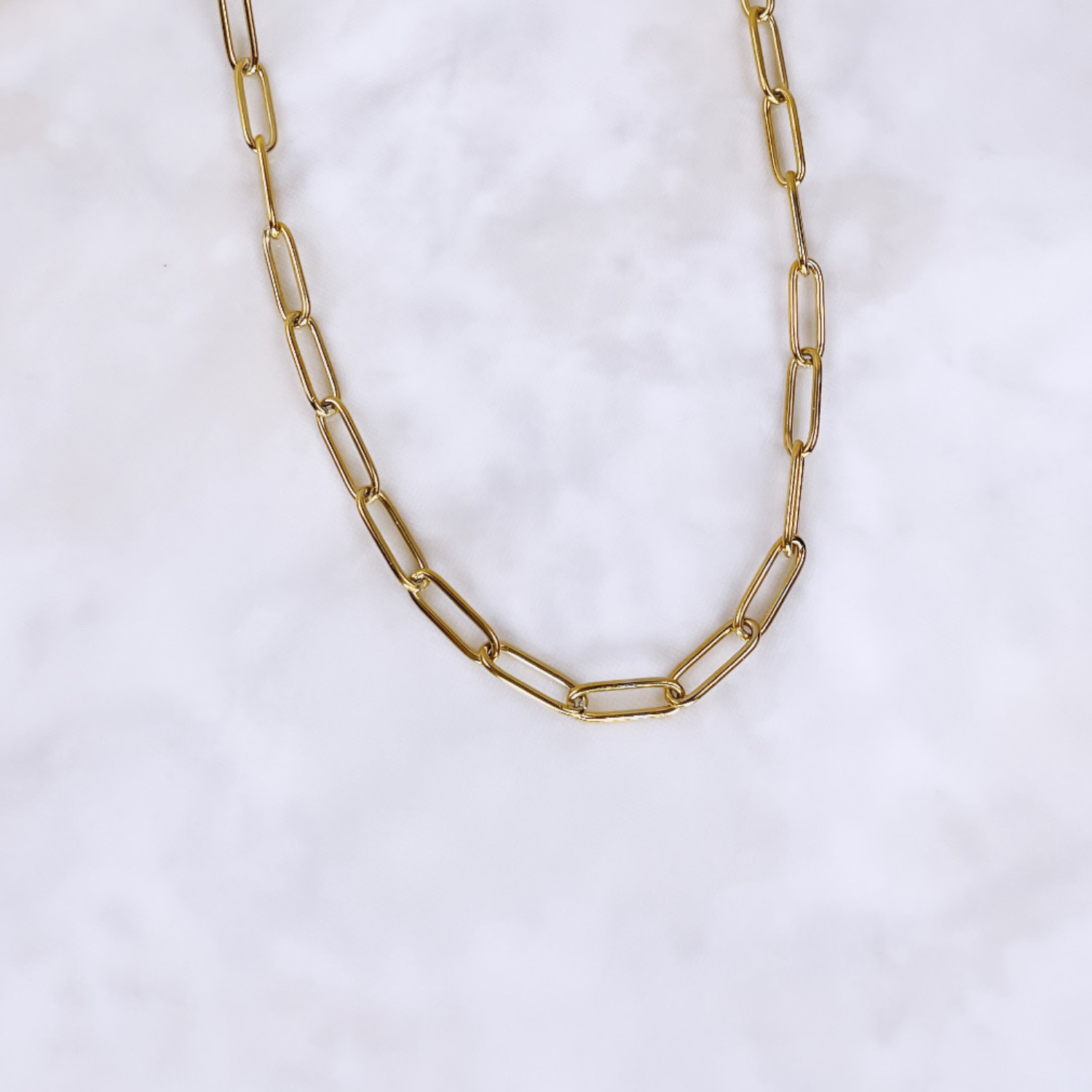 Paperclip Chain Necklace- 18K Gold