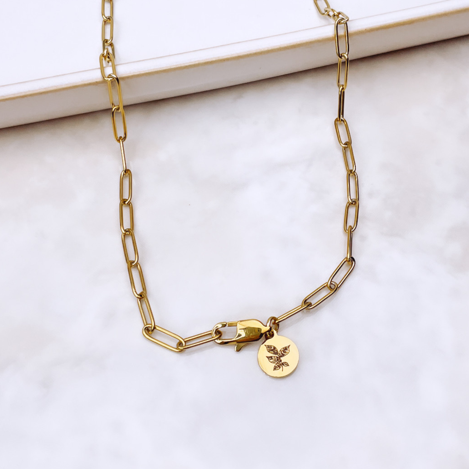 Paperclip Chain Necklace- 18K Gold