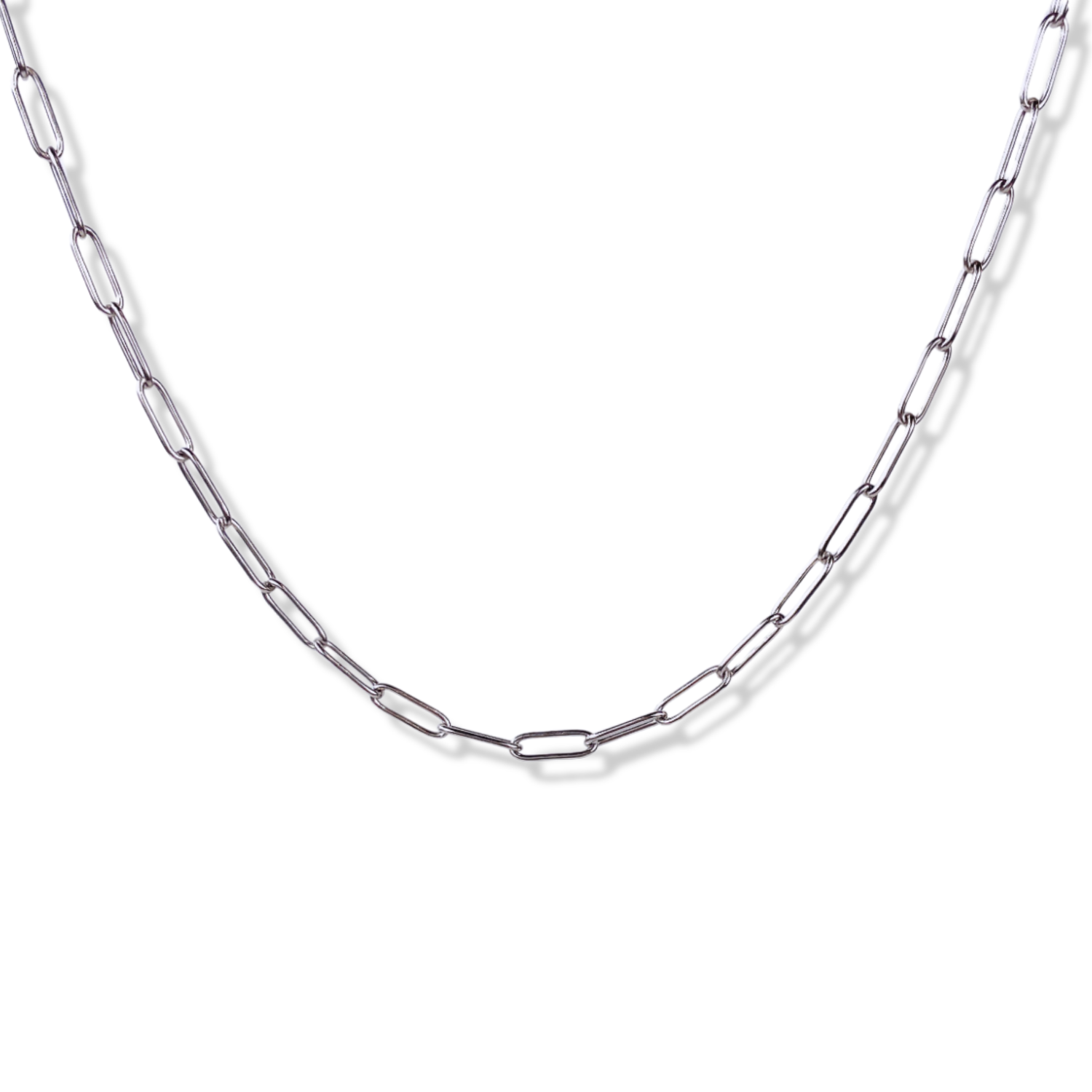 Paperclip Chain Necklace- Silver