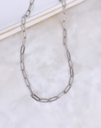 Paperclip Chain Necklace- Silver