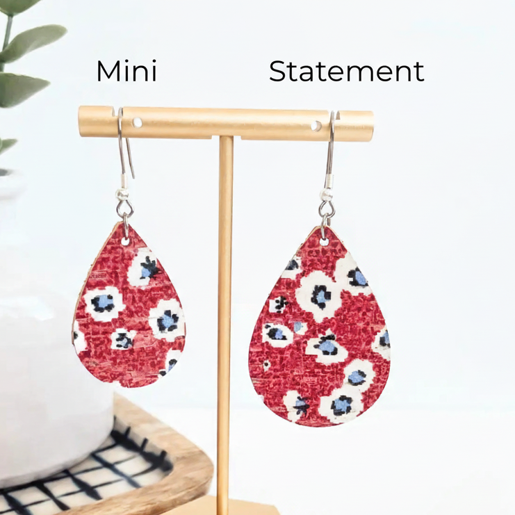 Patriotic Teardrop Cork Earrings- Fireworks Creek + Elm