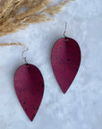 Henley Cork Dangly Leaf Earrings-Red Wine Creek + Elm