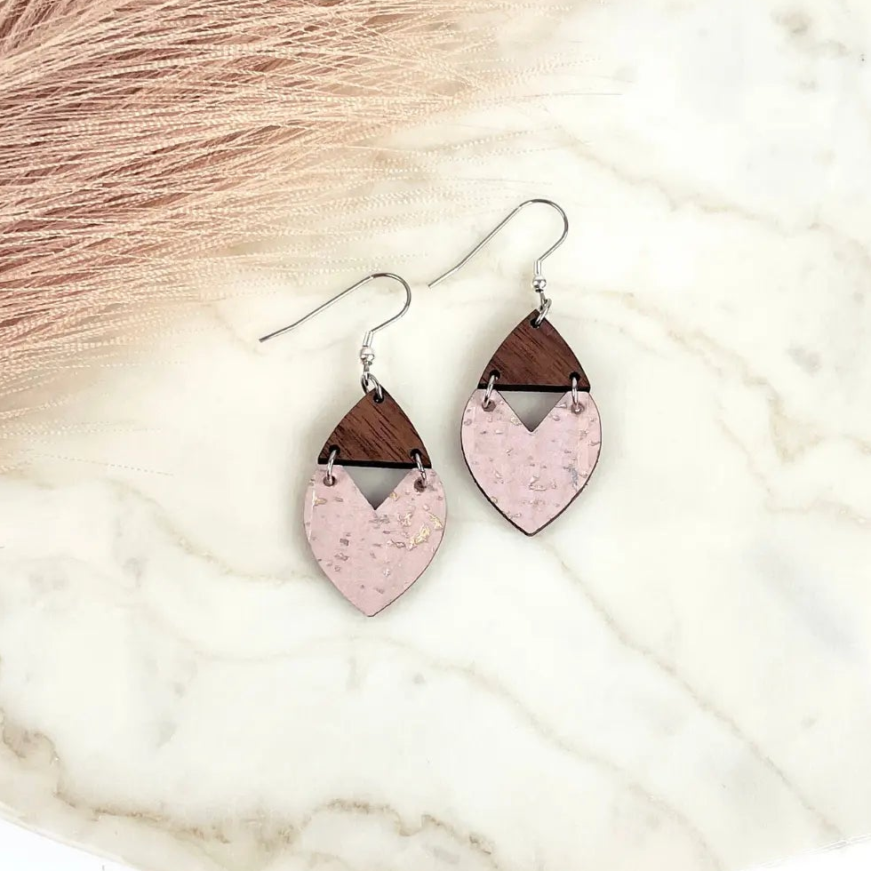 Scarlett Cork + Wood Earrings Creek + Elm