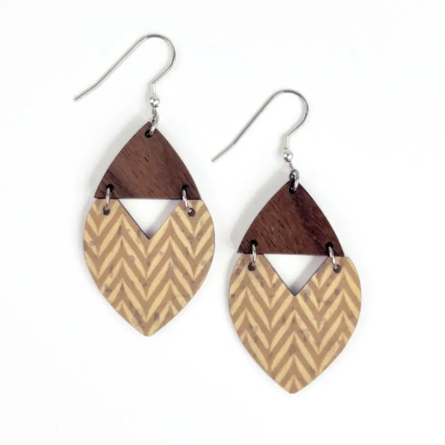 Scarlett Cork + Wood Earrings Creek + Elm