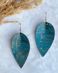 Henley Cork Dangly Leaf Earrings-Silver Fleck Blue Creek + Elm