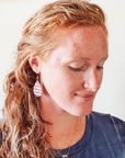 Patriotic Teardrop Cork Earrings- Red & Blue Stars