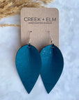 Henley Cork Dangly Leaf Earrings-Turquoise Creek + Elm