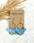 Wren Cork and Gold Accent Dangly Earrings-Blue Chevron Creek + Elm