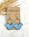 Wren Cork and Gold Accent Dangly Earrings-Blue Chevron Creek + Elm