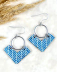 Wren Cork and Gold Accent Dangly Earrings-Blue Chevron Creek + Elm