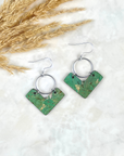 Wren Cork and Gold Accent Dangly Earrings-Gold Fleck Green