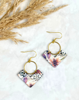 Wren Cork and Gold Accent Dangly Earrings-Autumn Floral