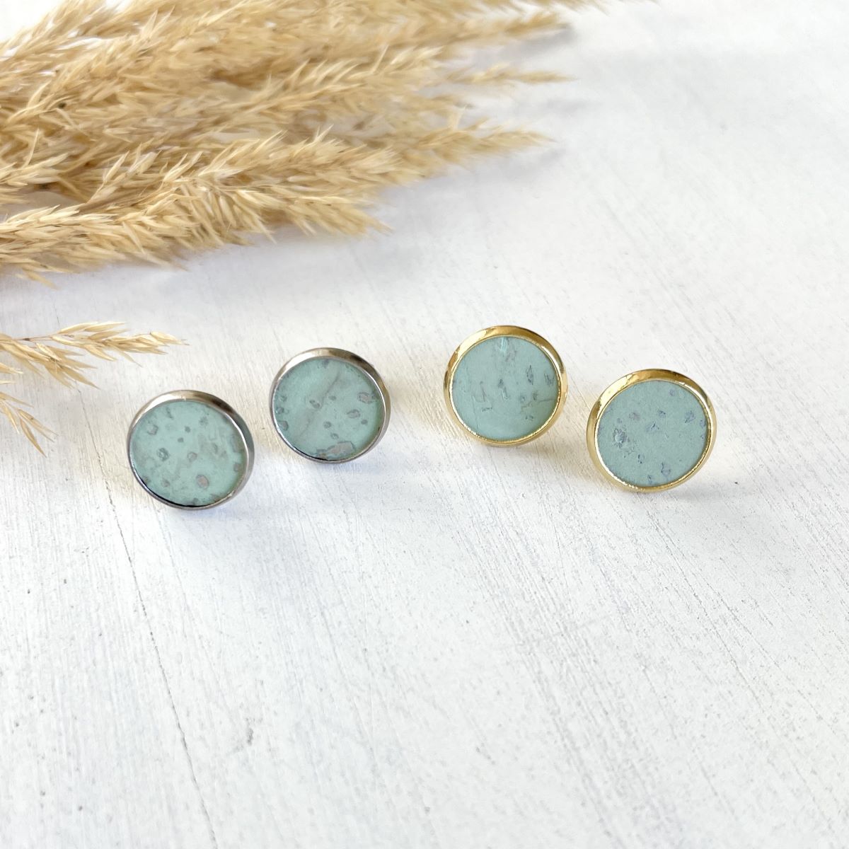 Dottie Cork Stud Earrings- Seafoam Green