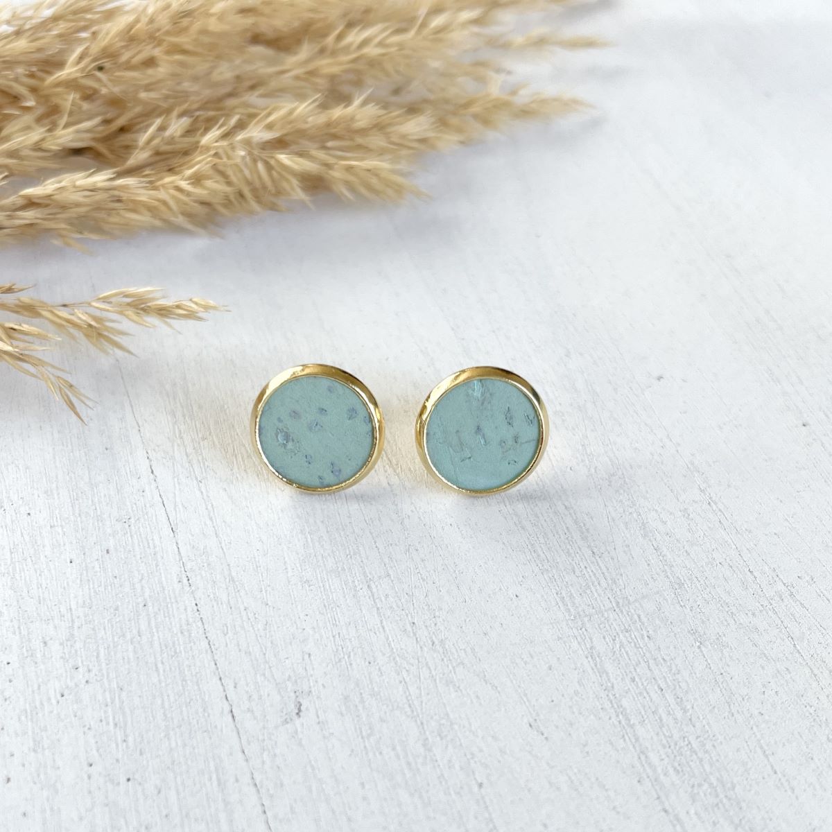 Dottie Cork Stud Earrings- Seafoam Green