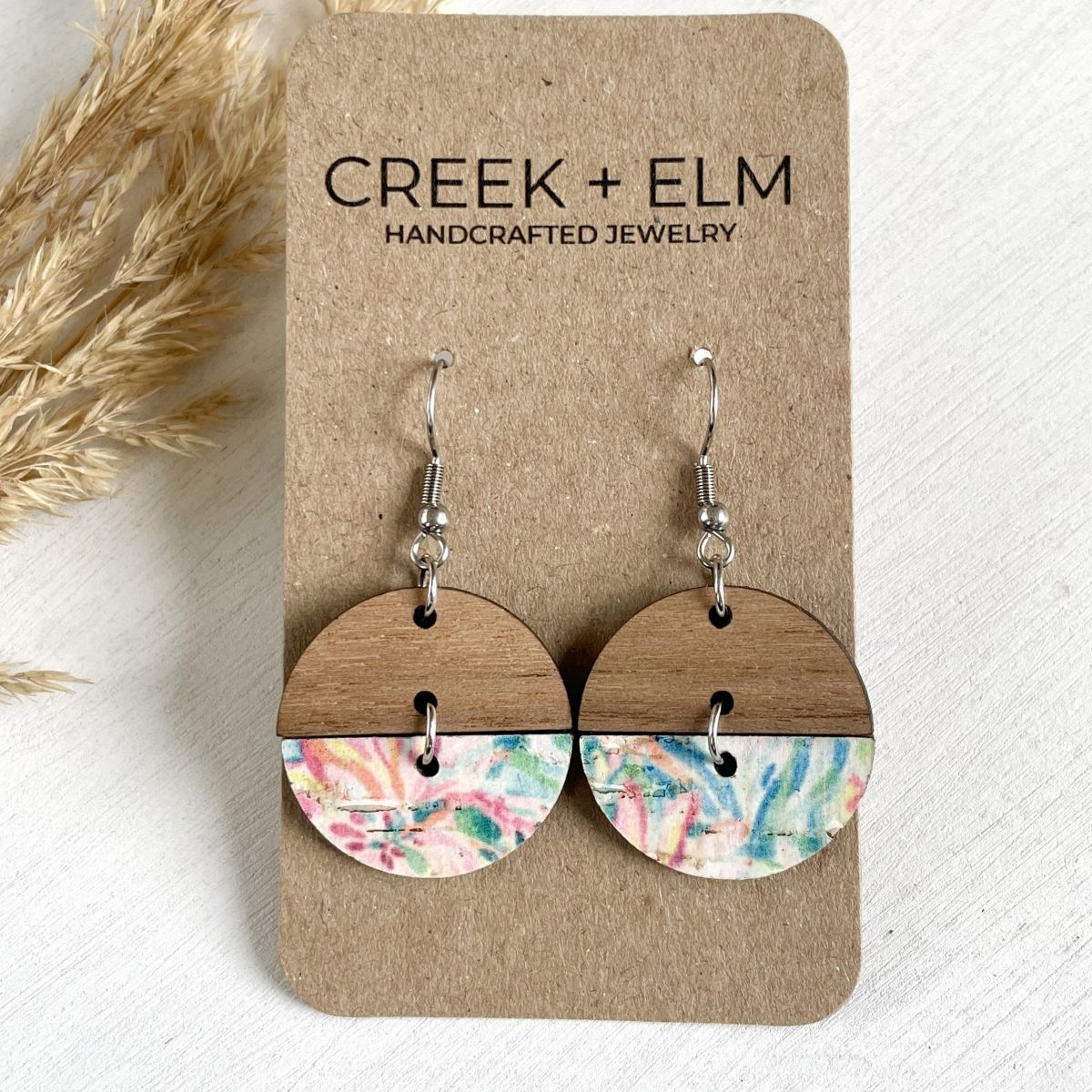 Elise Cork + Walnut Wood Circles- Tropical Paradise