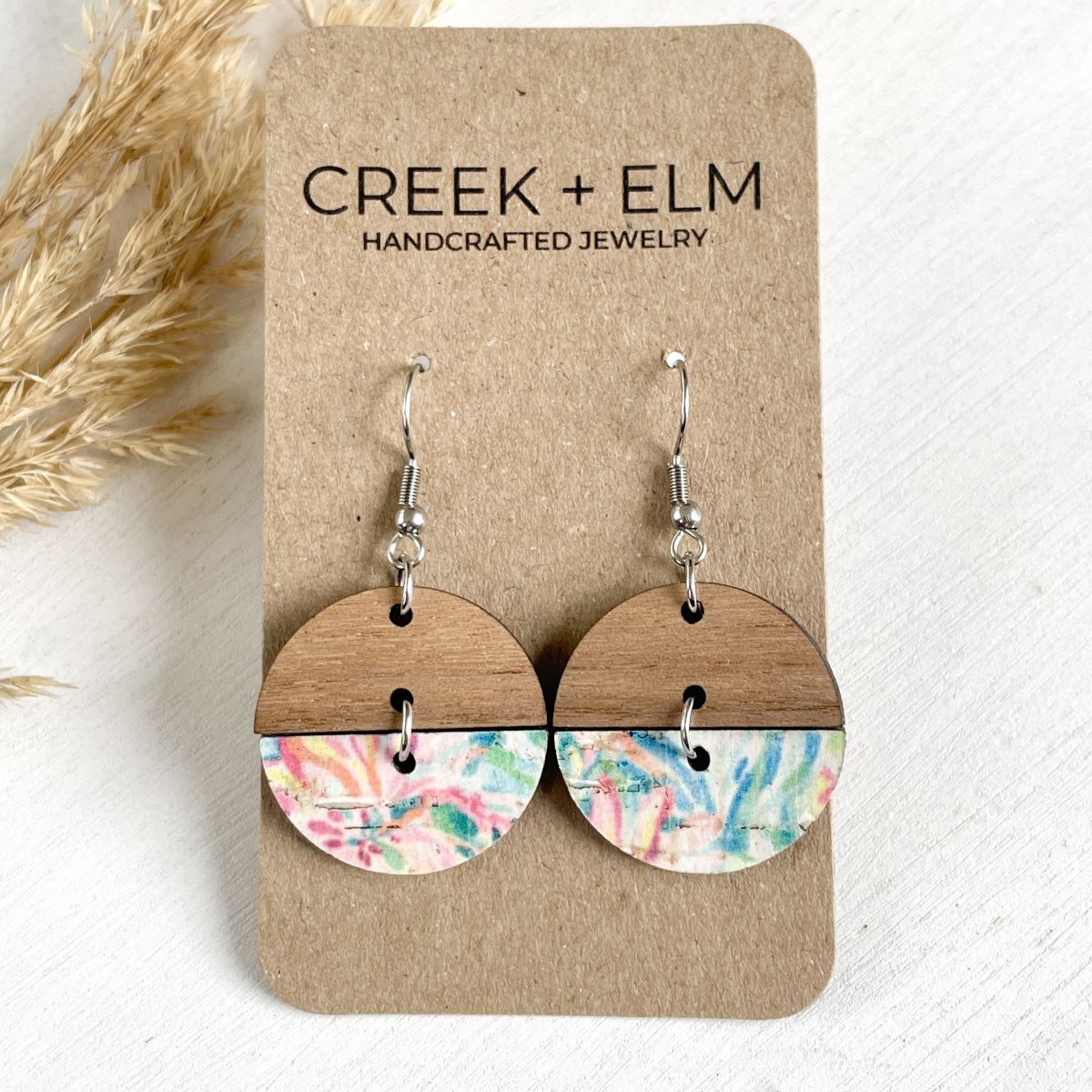 Elise Cork + Walnut Wood Circles- Tropical Paradise