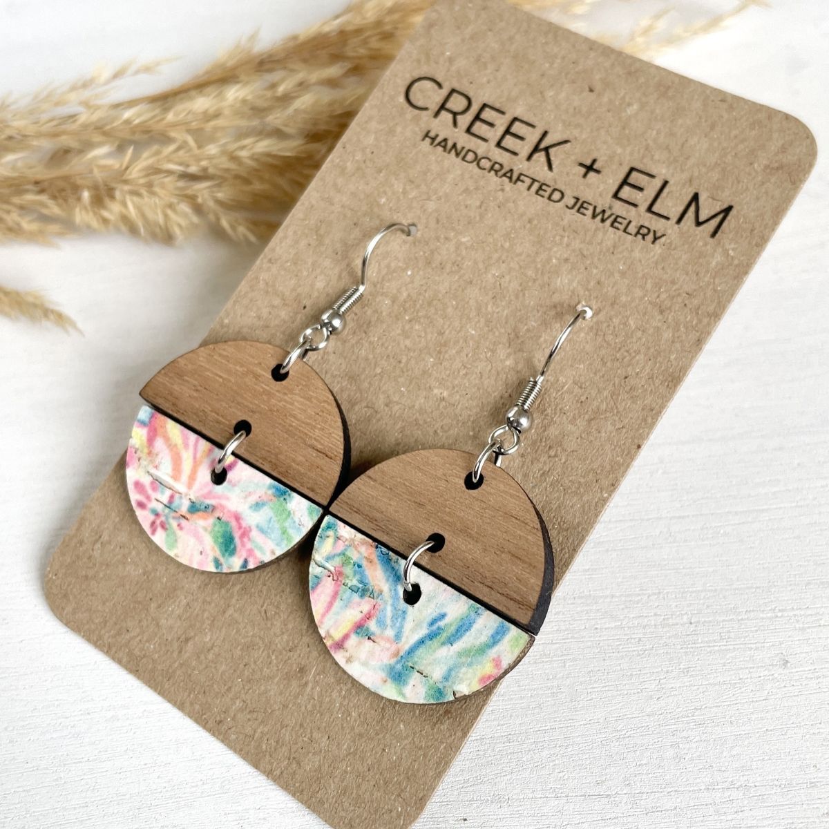 Elise Cork + Walnut Wood Circles- Tropical Paradise