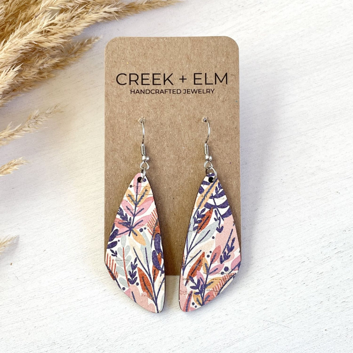 Eliza Autumn Leaves Cork Teardrop Earrings