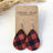 red buffalo plaid cork teardrop earrings