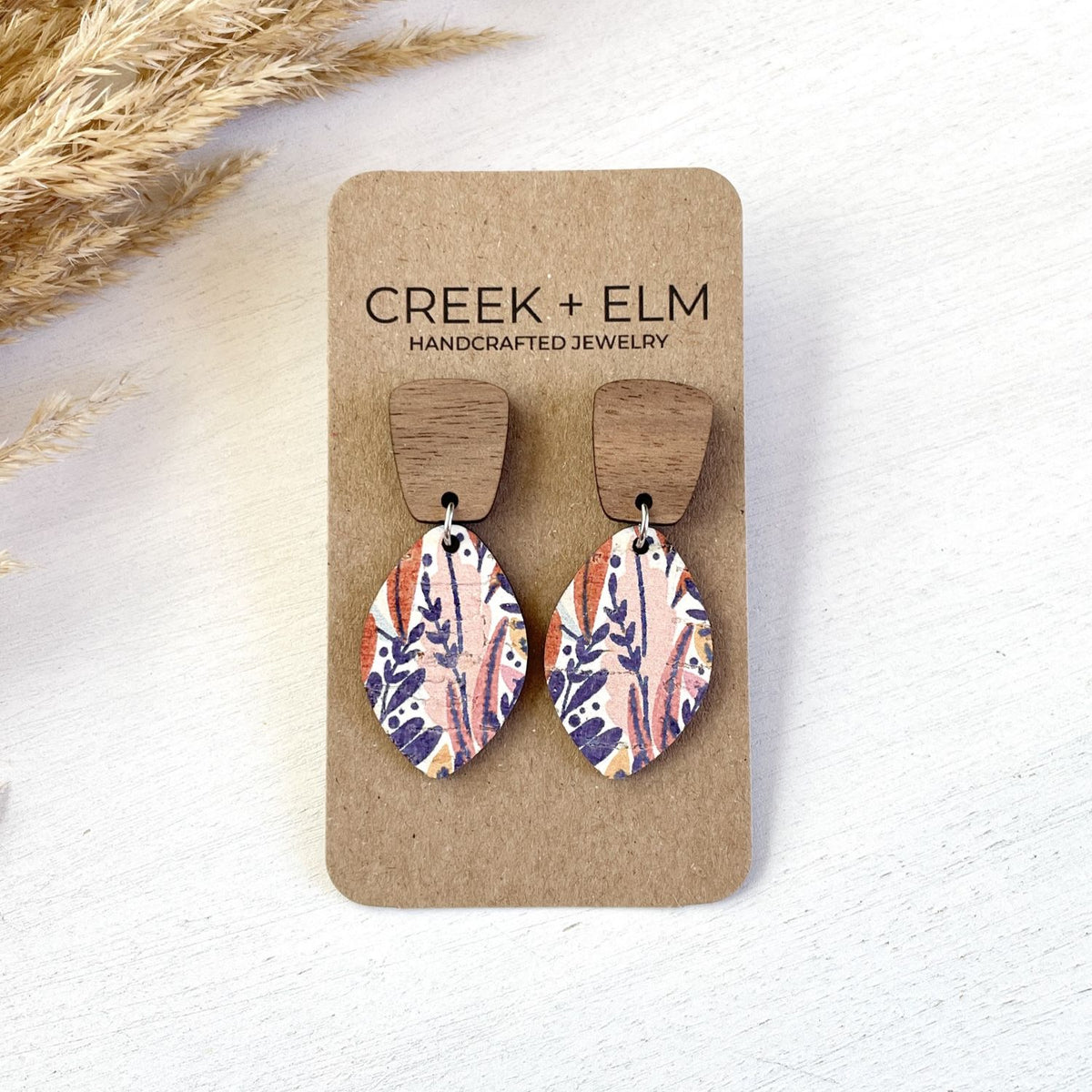 Lorelei Autumn Leaves Cork &amp; Walnut Leaf Earrings