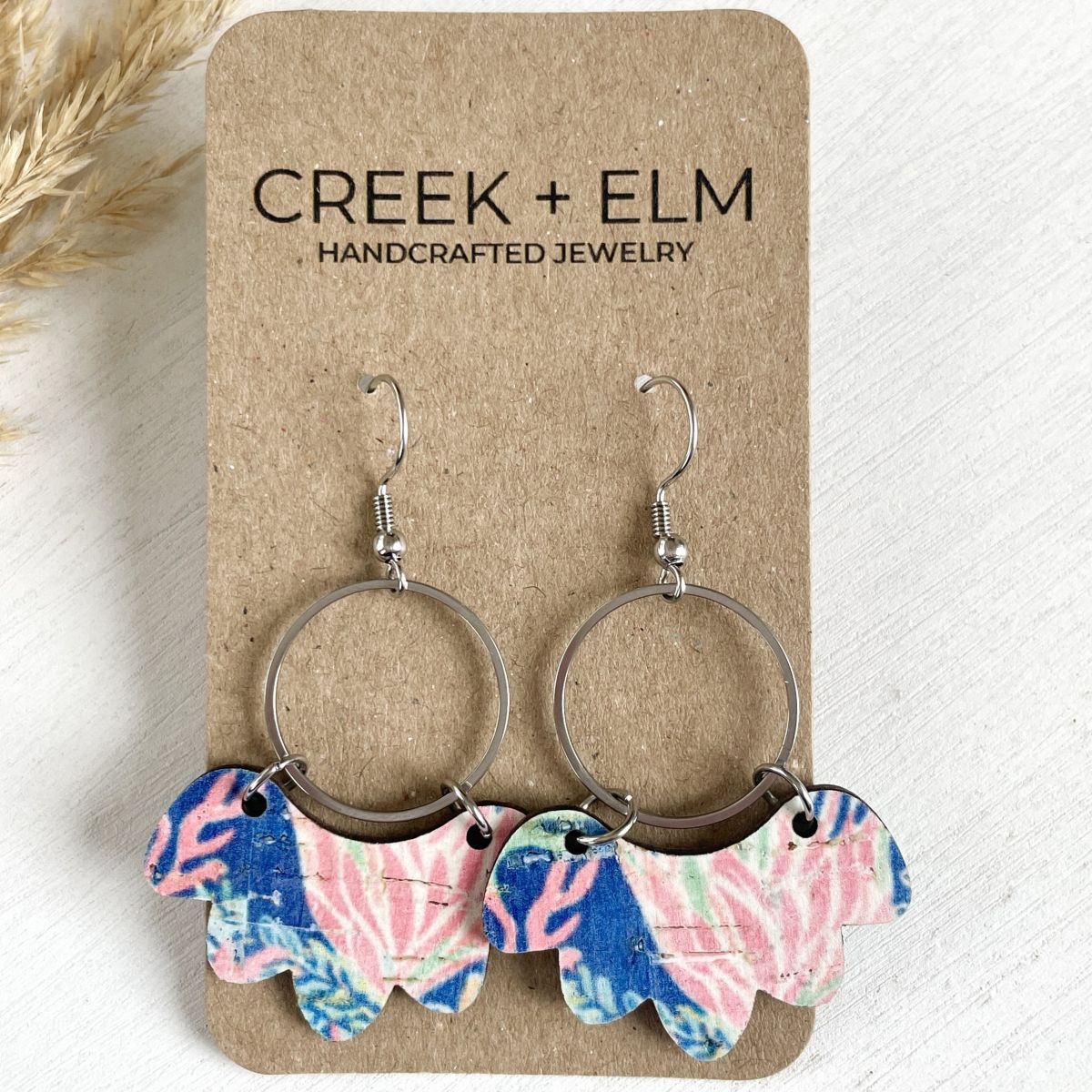 Poppy Cork Earrings- Coral Reef