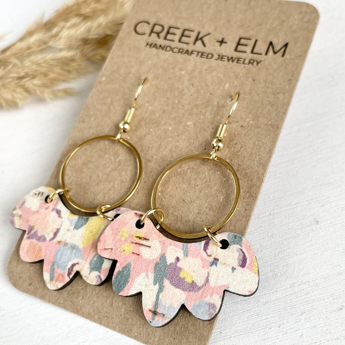 Poppy Cork Earrings- Pastel Garden