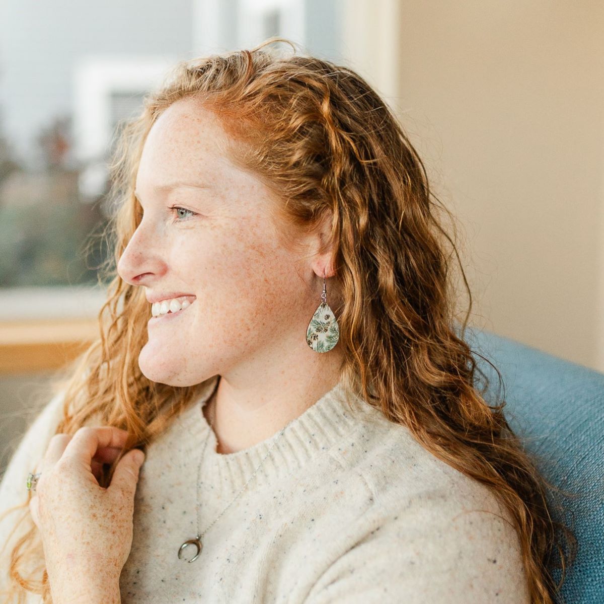 Teardrop Cork Earrings- Evergreen