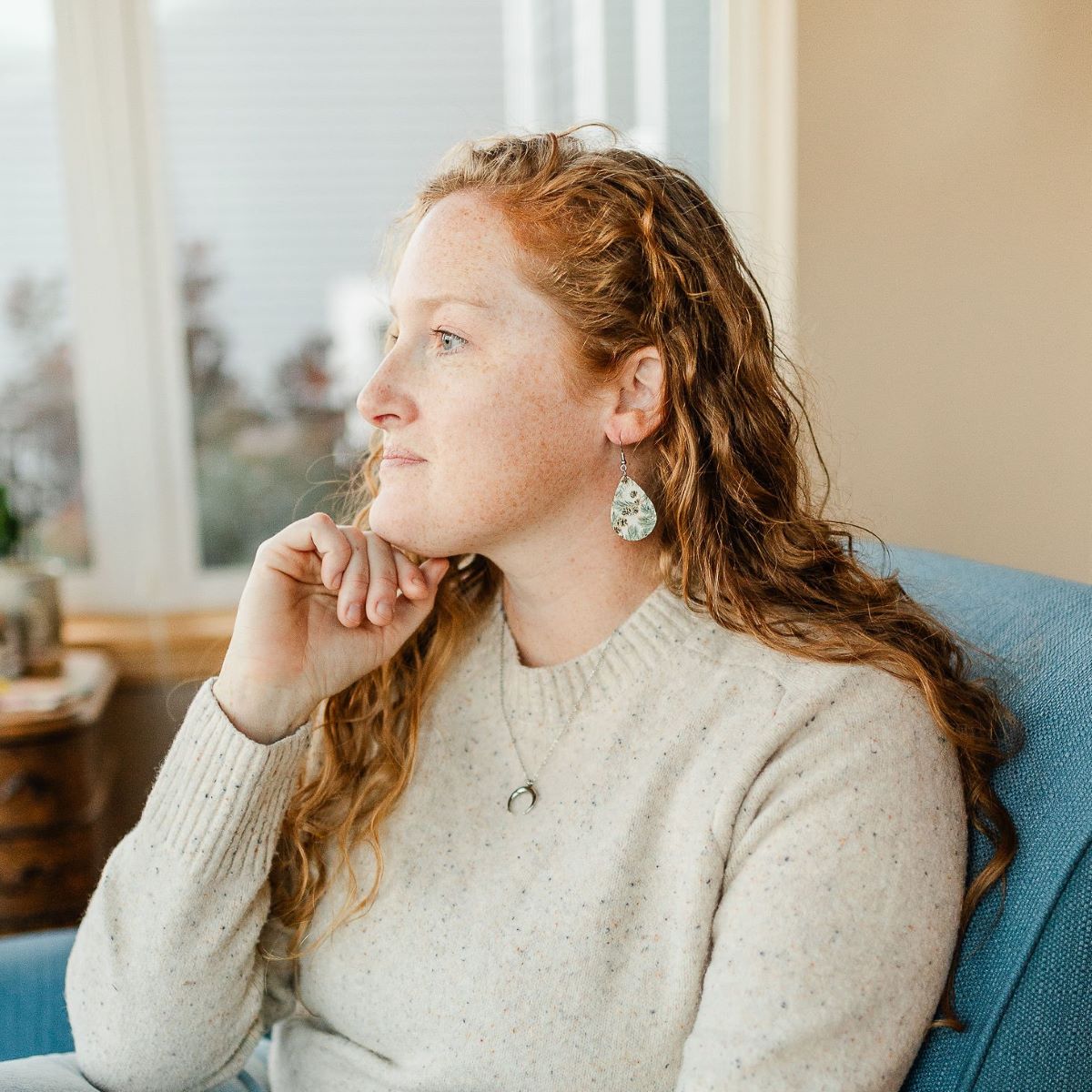 Teardrop Cork Earrings- Evergreen