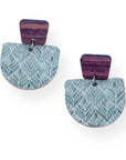 Charlie Walnut Wood and Cork Earrings-Teal Modern